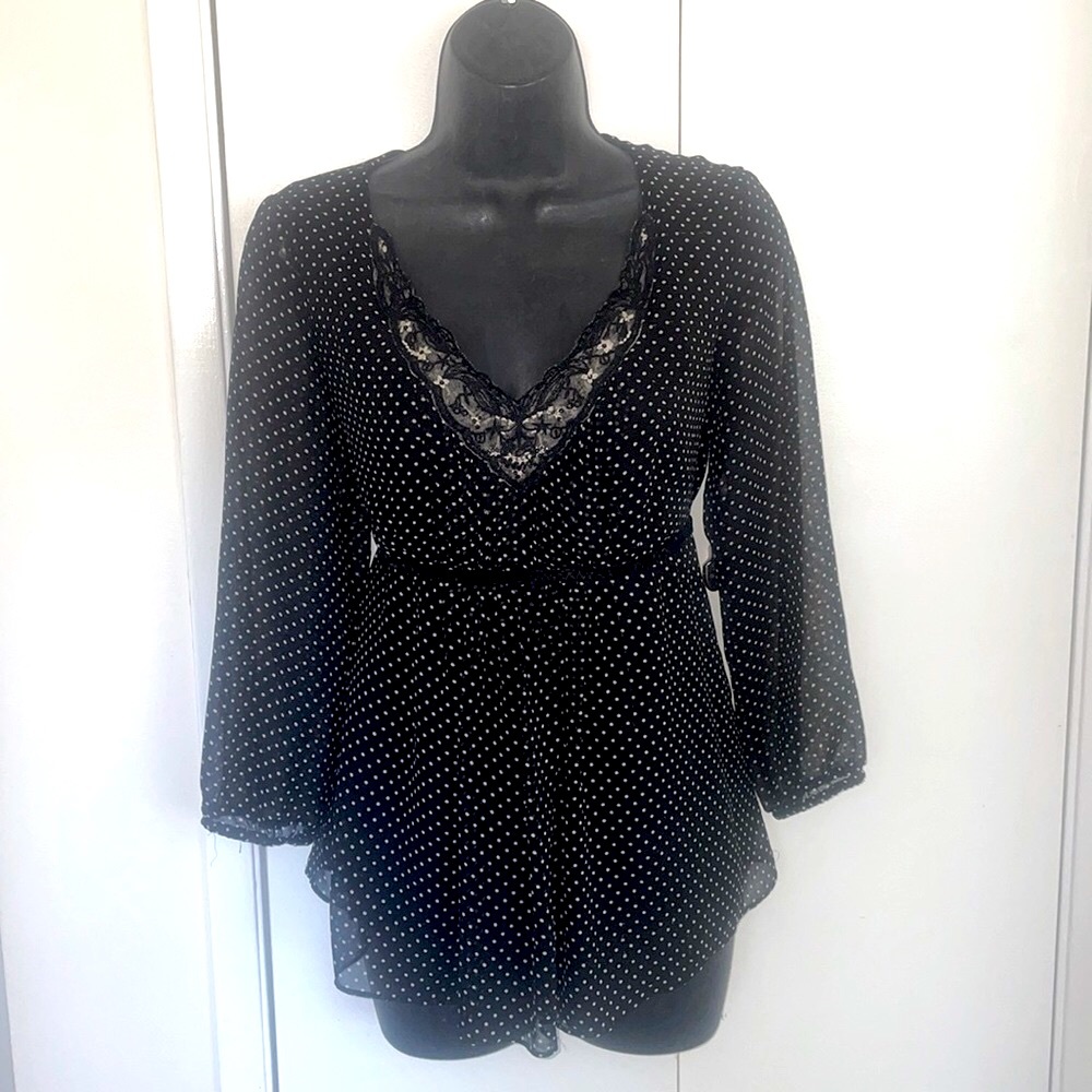 Vintage Y2k Motherhood black & polka dot puff long sleeves small